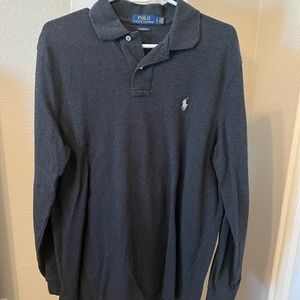 POLO Ralph Lauren Men’s Long Sleeve Collared Shirt in Heathered Gray